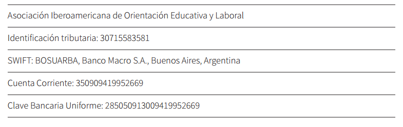 Tabla Datos Bancarios Residentes en Iberoamérica